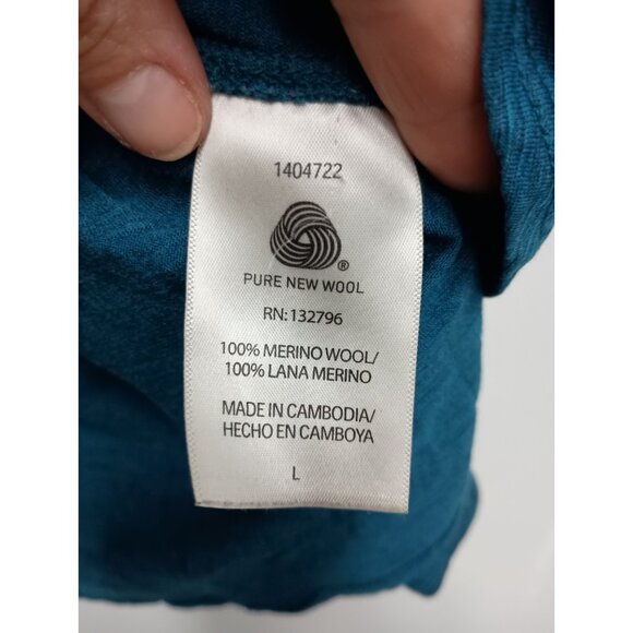 SegMents Womens Base Layer Top Large Blue Pure Wool Long Sleeve Pullover Tee - Picture 4 of 7